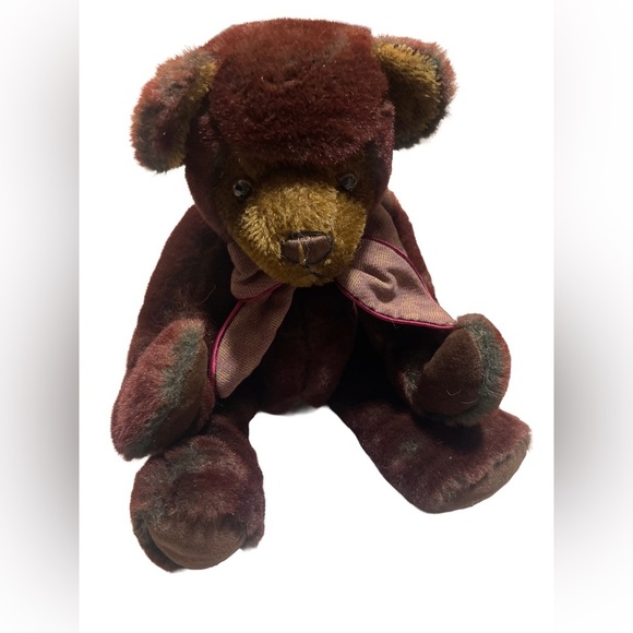 Color RICH Plush Collector Teddy Bear with Bow and Brown eyes SO Cute! - Picture 4 of 12